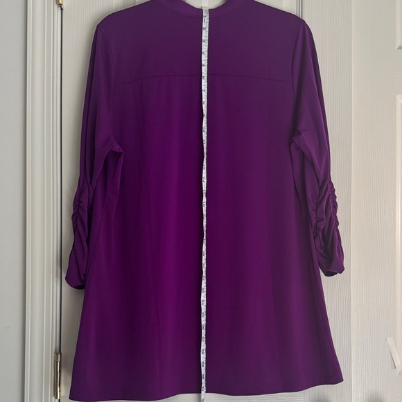 Susan Graver Liquid Knit 3/4 Sleeve Cardigan - Deep Purple - Picture 5 of 5